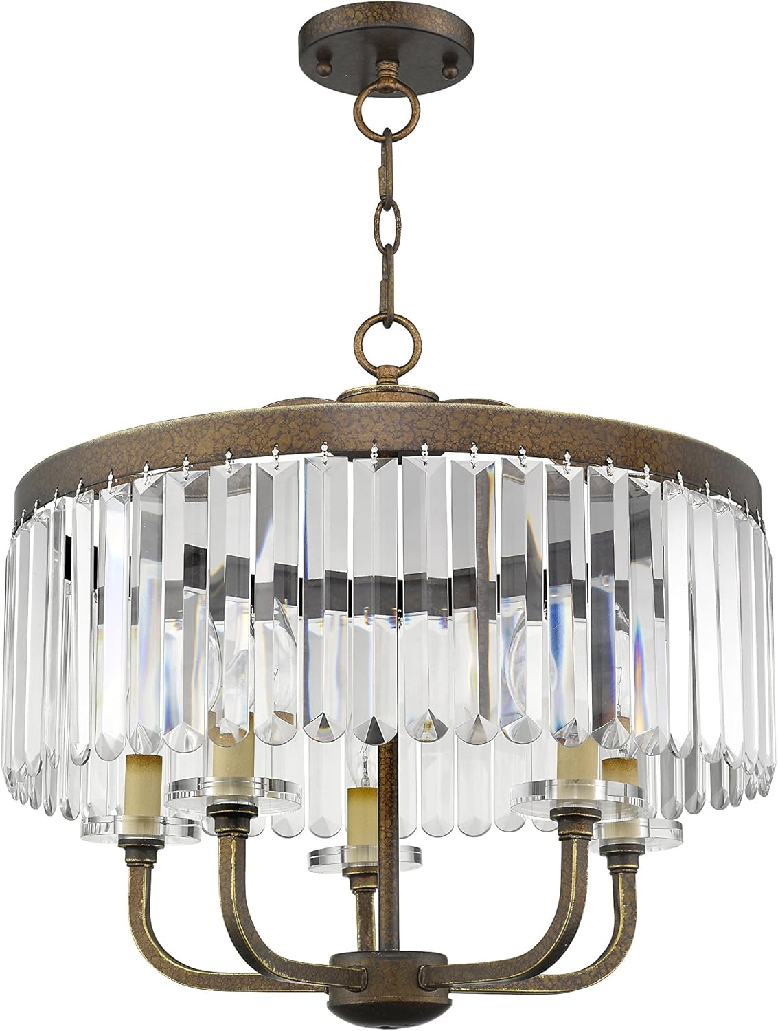 Livex Lighting 50545-64 Ashton 5-Light Convertible Chandelier/Ceiling Mount, Hand Painted Palacial Bronze