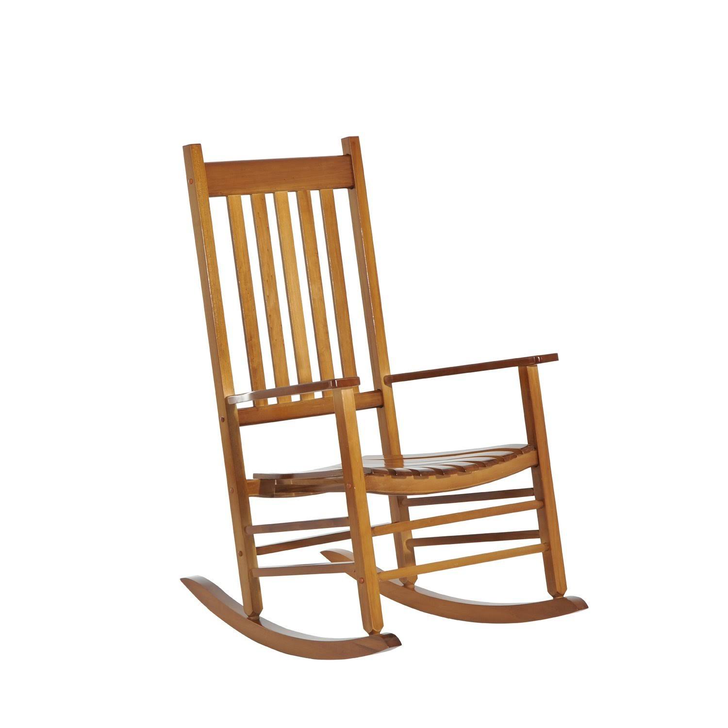 Outsunny Versatile Indoor/Outdoor High Back Wooden Rocking Chair Natural