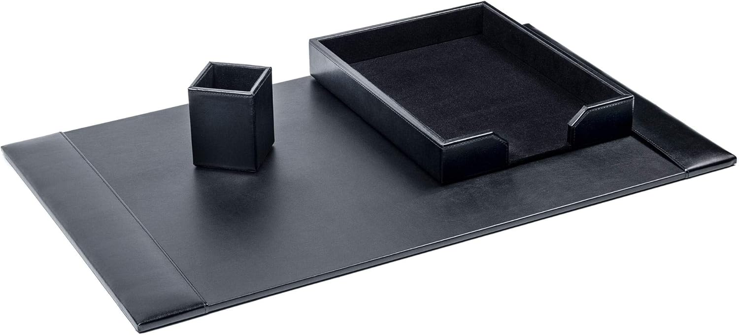 Dacasso Bonded Leather Desk Set, 3pcs, Black