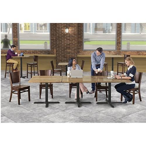 NBF Rustico Solid Wood Top Bar Height Table 36x22W Espresso Distressed Finish Wood Top/Black Base Signature Series (36S2025-SSAS