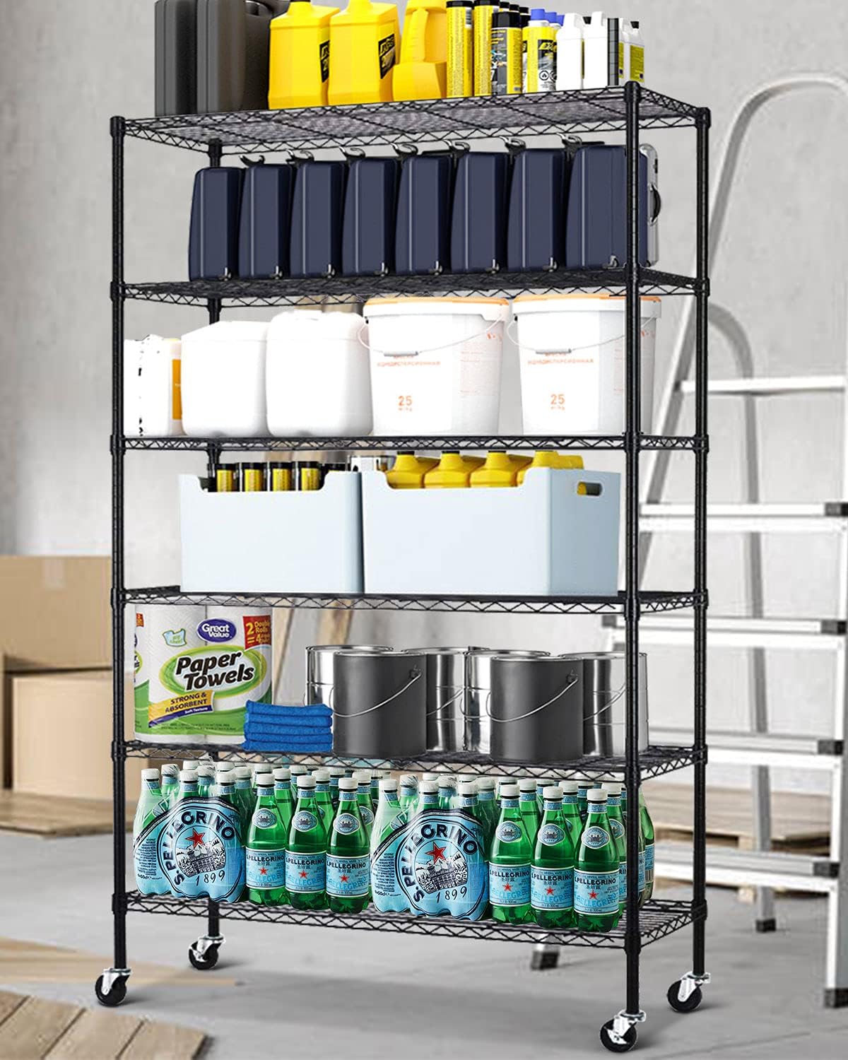 Storage Shelves Metal Wire Shelving Unit NSF Heavy Duty 5-Tier Height Adjustable Utility Steel Garage Shelving with Leveling Feet 36