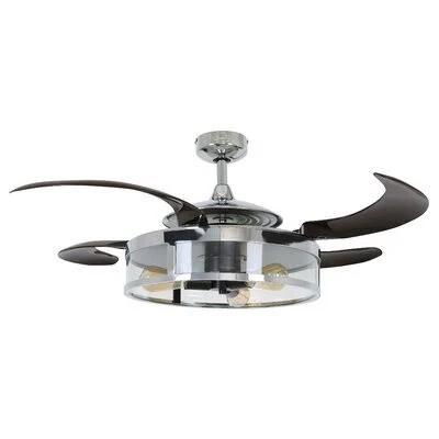 48x22 Akershus 4 - Blade Retractable Blades Ceiling Fan with Remote Control and Light Kit Included Brayden Studio Finish: Chrome