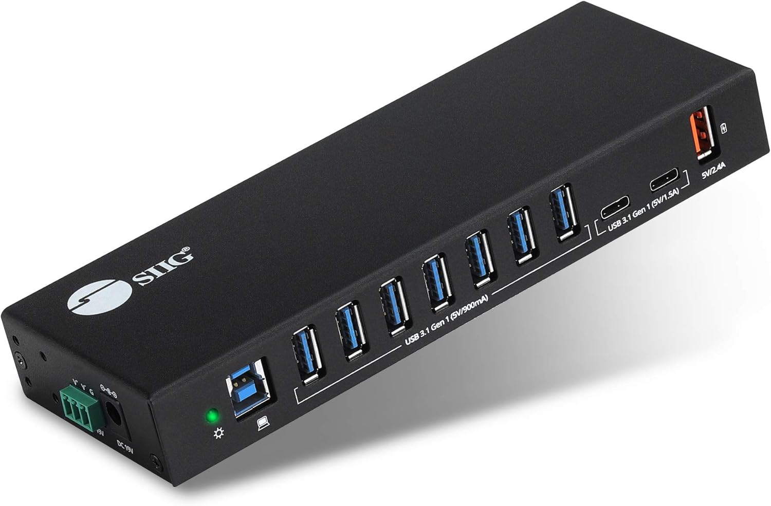 SIIG Industrial Powered USB C & USB 3.1 Hub, Splitter, 10 Port, Powered Multiport Hub Expander for Desktop, Laptop, Tablets, Cellphone, External HD, Keyboard and Mouse (ID-US0811-S1) Pack of 2