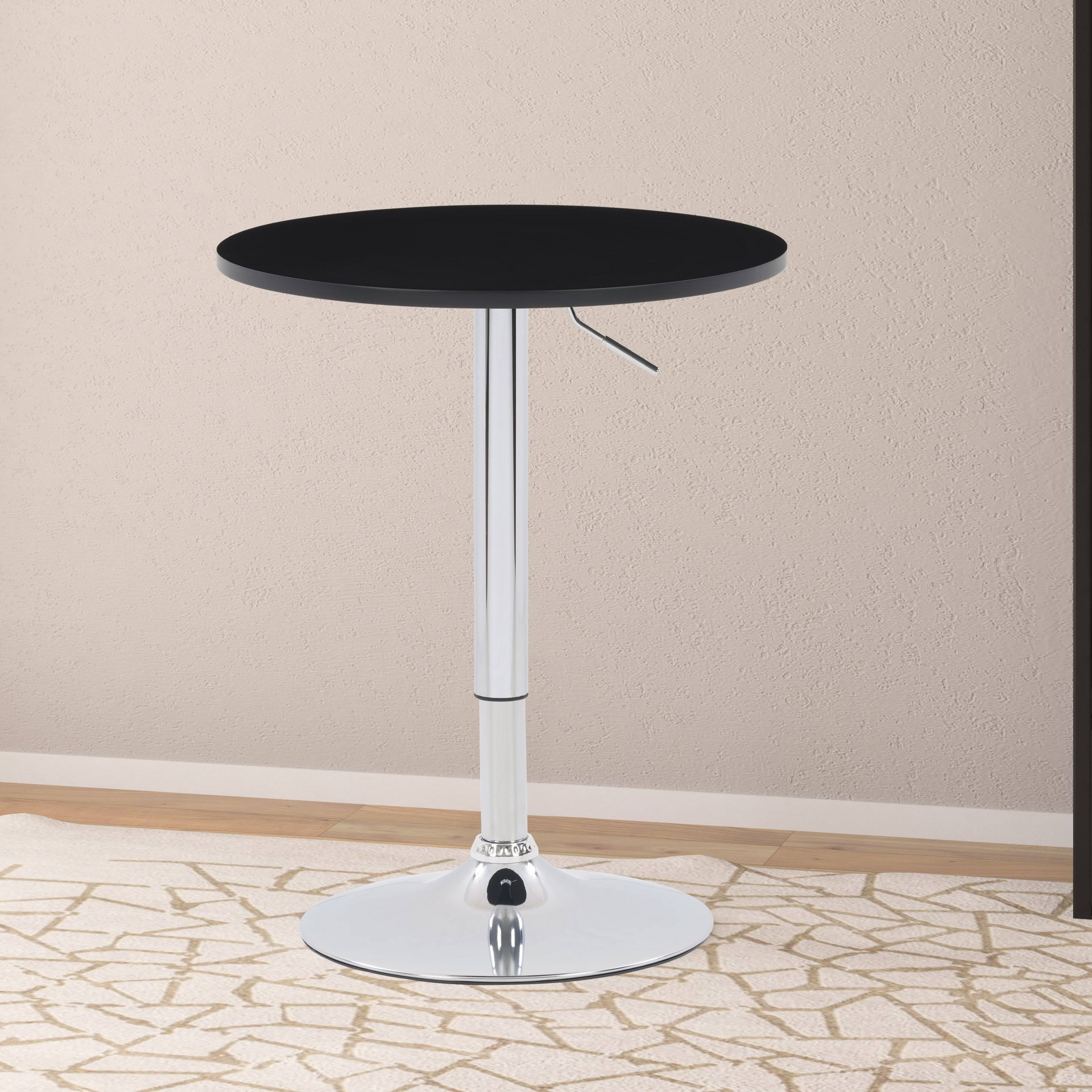 CorLiving Adjustable Height Black Round Bar Table