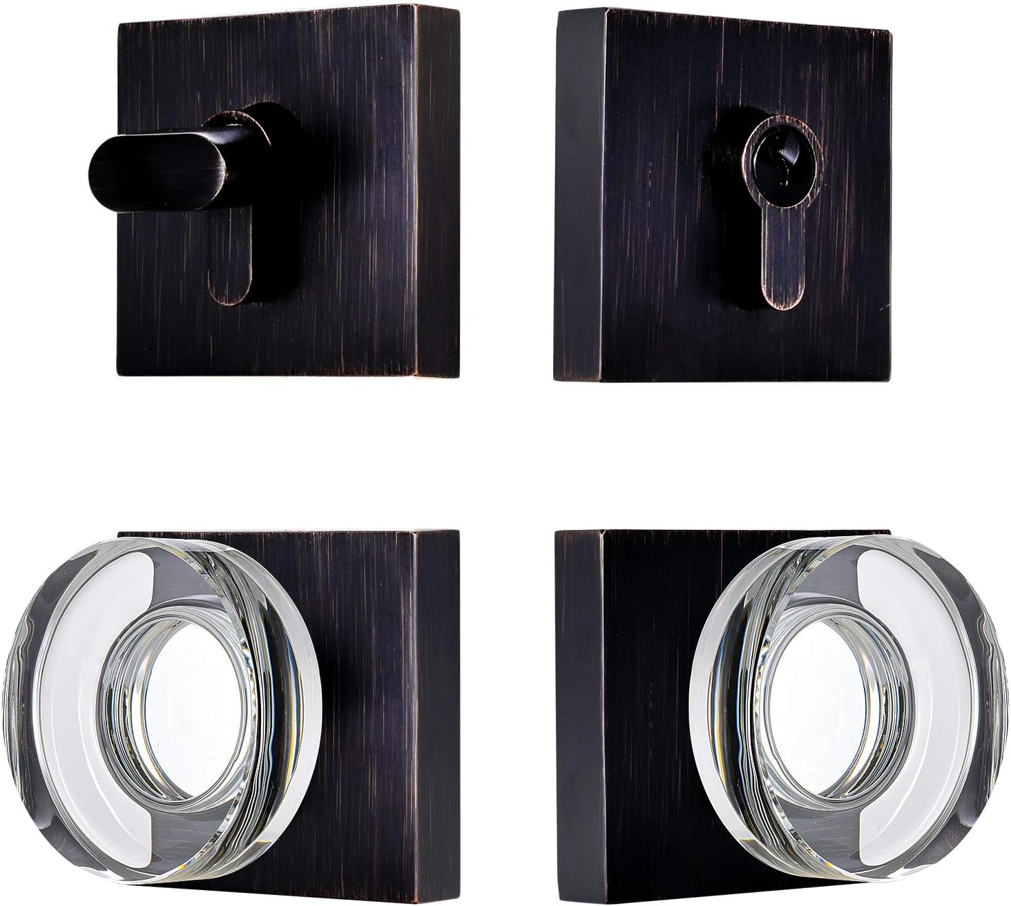 COOLNEWS Crystal Glass Door Locks with Deadbolts, Entry Door Knob and Deadbolt Lock Set, Satin Nickel Pack of 2