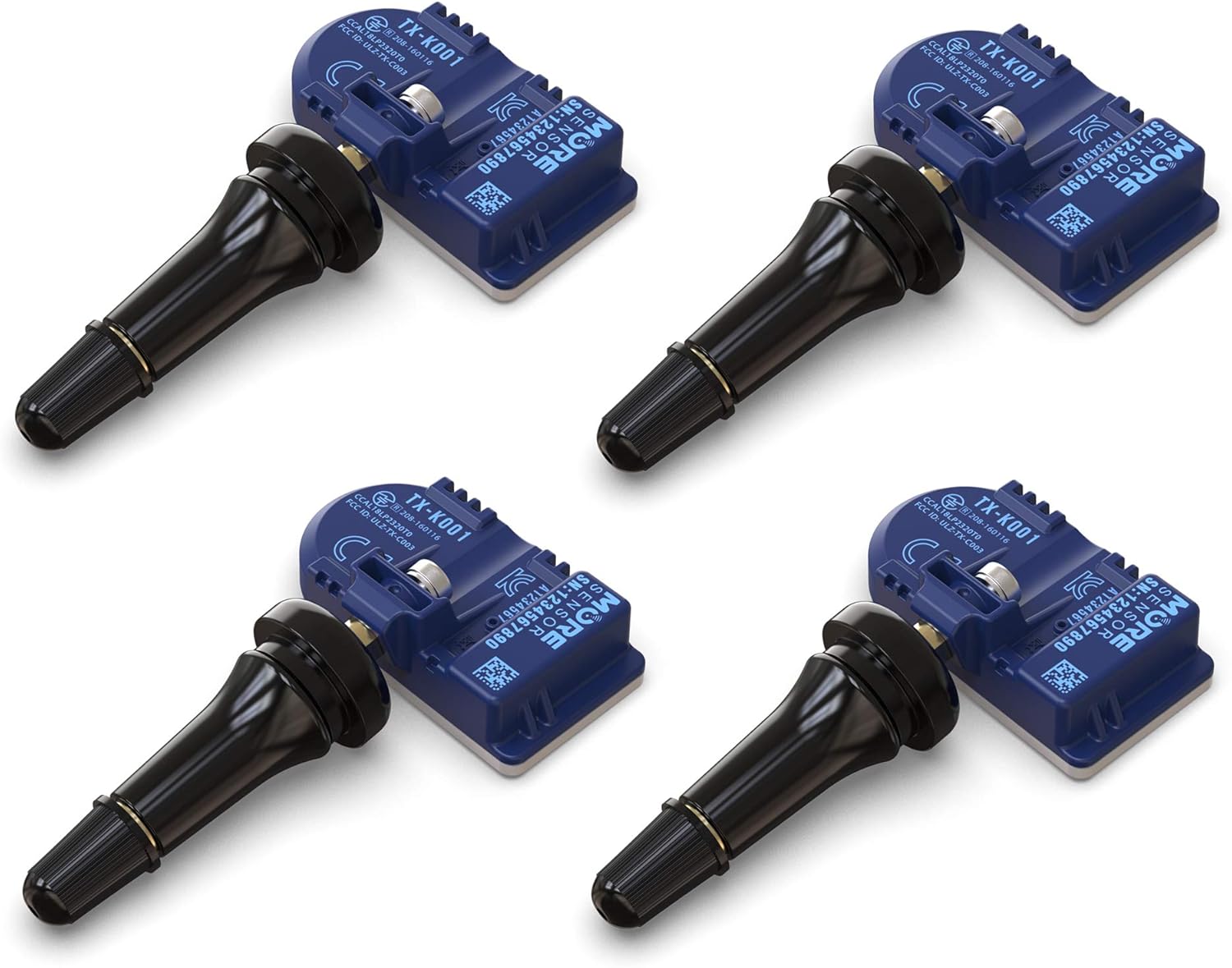 MORESENSOR Compact PRO Series 433MHz TPMS Tire Pressure Sensor 4-Pack | Preprogrammed for Select 850+ European/American Brand Models 56029398AA | Rubber Valve Stem | KX-S033-SN-4