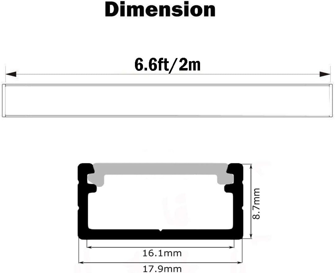LED Aluminum Channel Wide 2m/6.6ft,StarlandLed Aluminum Profile 10-Pack with Complete Mounting Accessories for up to 16mm LED Strip Light, Perfectly Suit for 16mm LightStrip