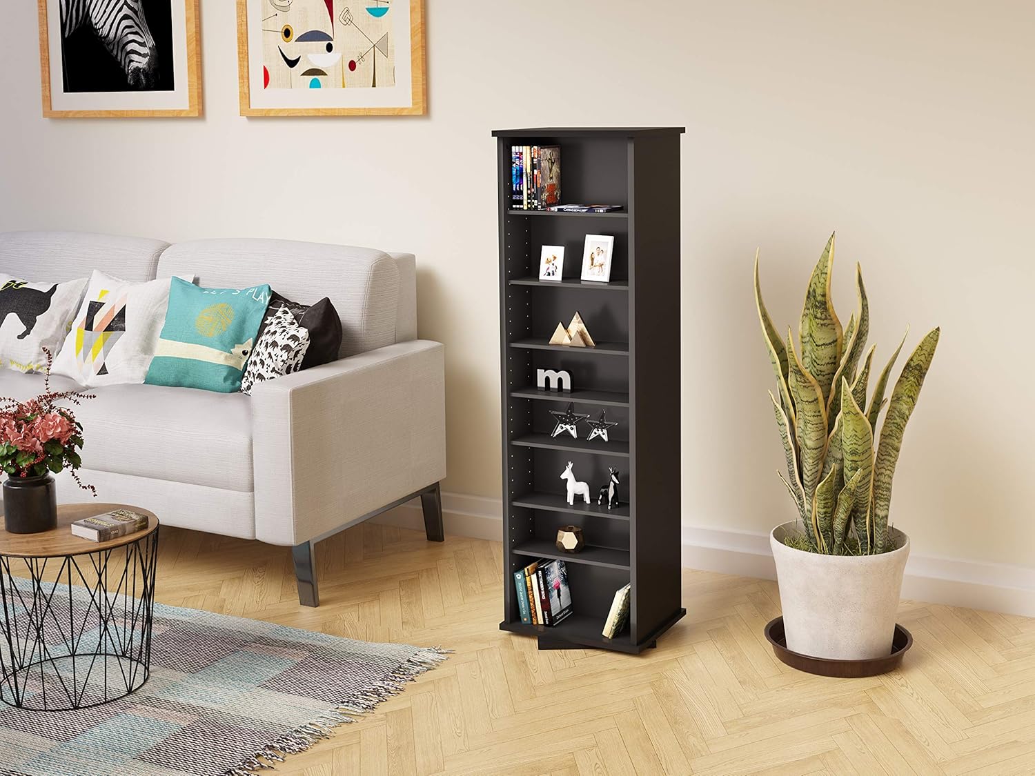 Prepac Two-Sided Spinning Tower Storage Cabinet, Black