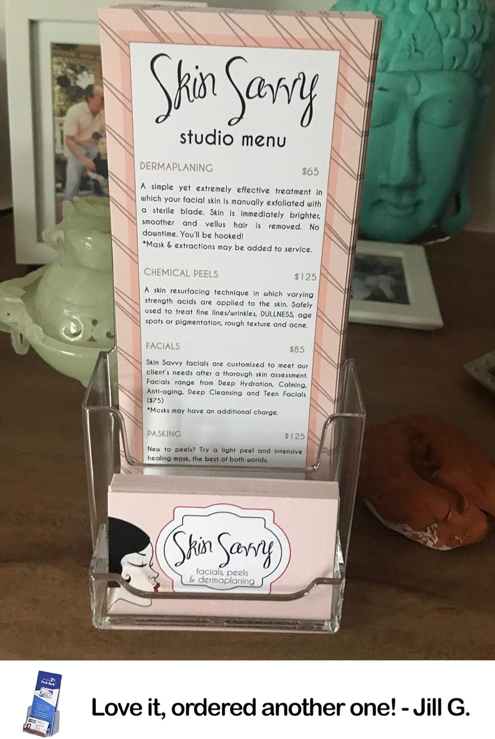 Clear-Ad - Acrylic Trifold Brochure Holder with Business Card Pocket - Rack Card Display - Pamphlet Stand - LHF-P100 (Pack of 12) Pack of 2