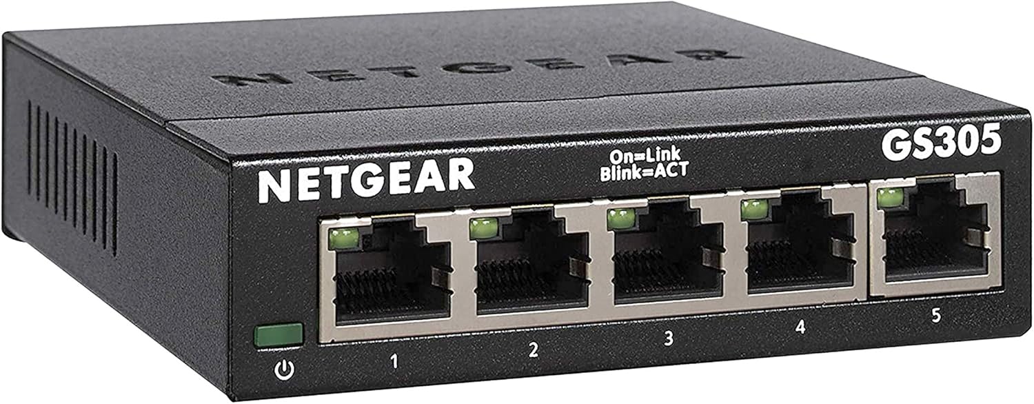 NETGEAR 8-Port Gigabit Ethernet Plus Switch (GS308E) - Desktop or Wall Mount, Home Network Hub, Office Ethernet Splitter, Silent Operation, Black Pack of 2