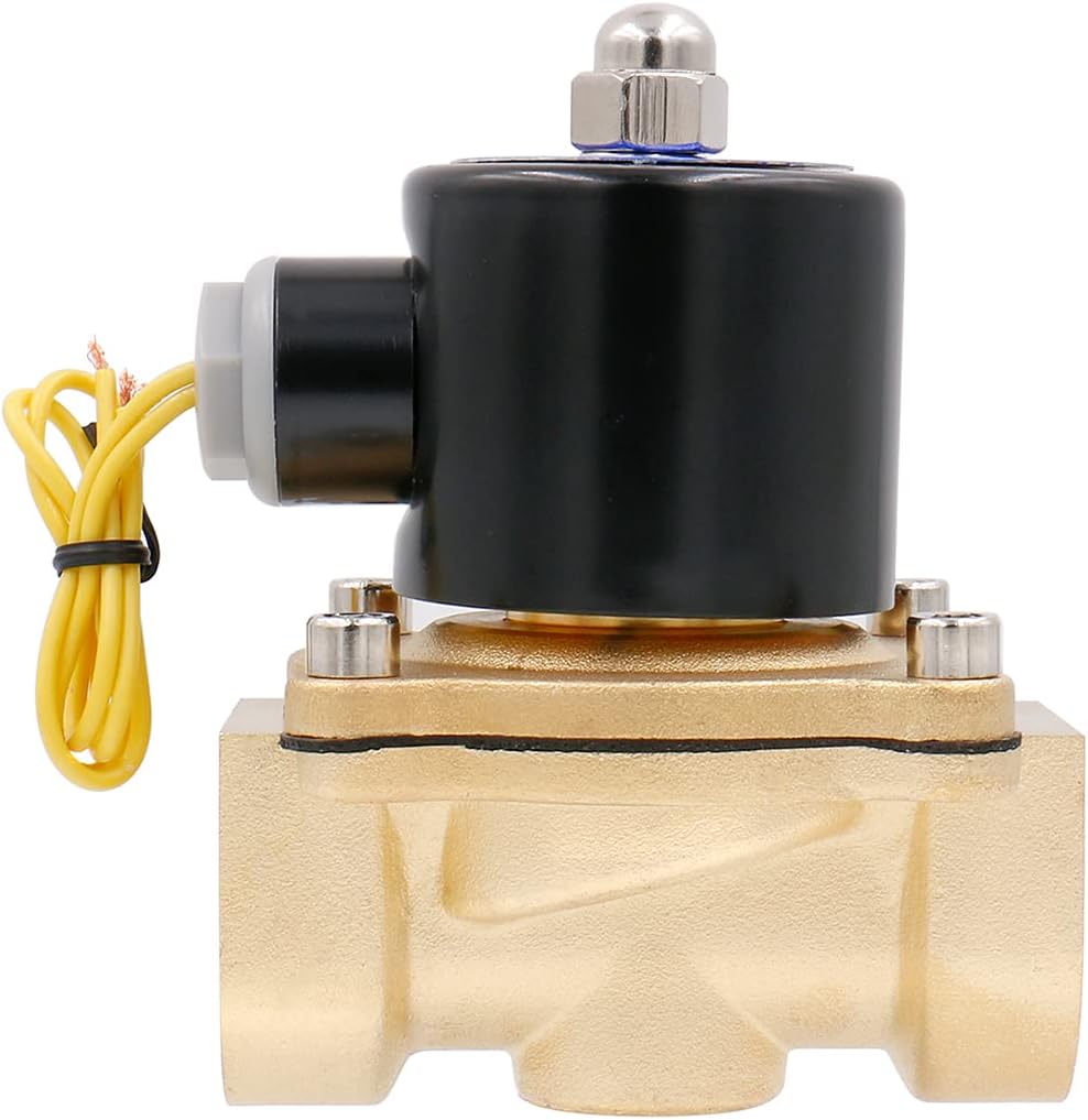 Baomain 1 inch DC 12V Brass Electric Solenoid Valve Water Air Fuels NC Valve 2W-250-25 Pack of 2