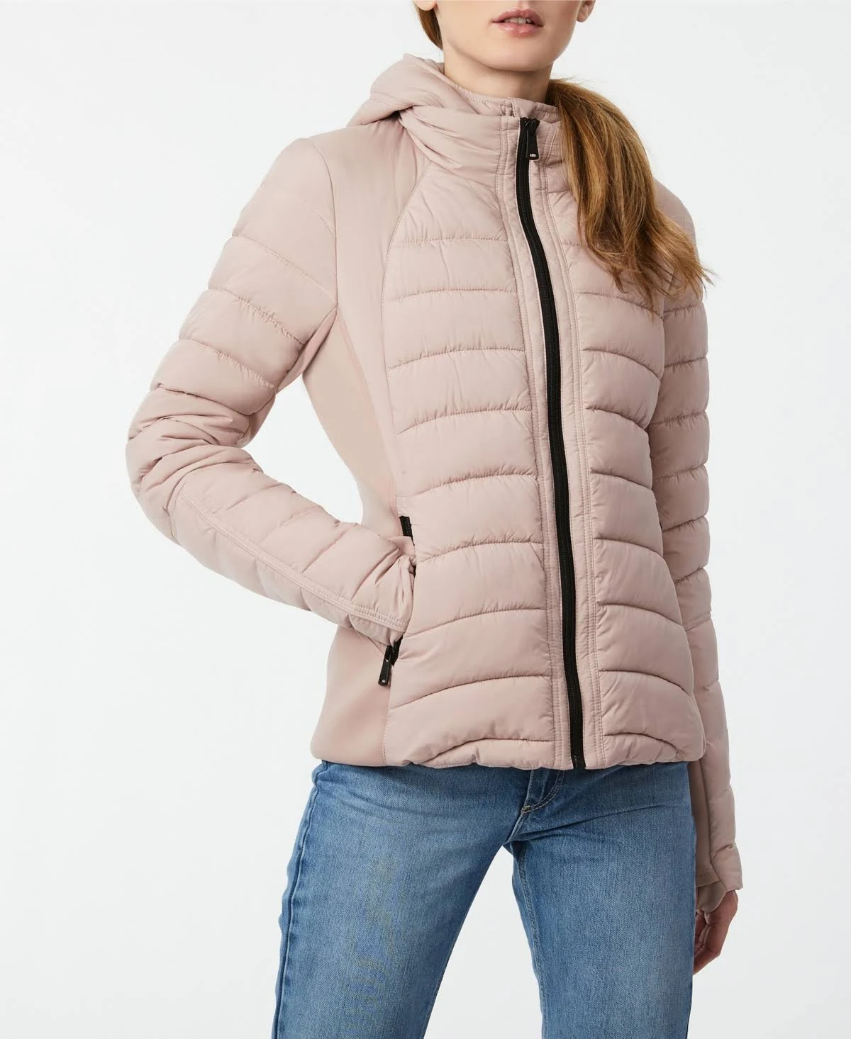 Bernardo EcoPlume Bibbed Packable Puffer Coat - Petal Pink