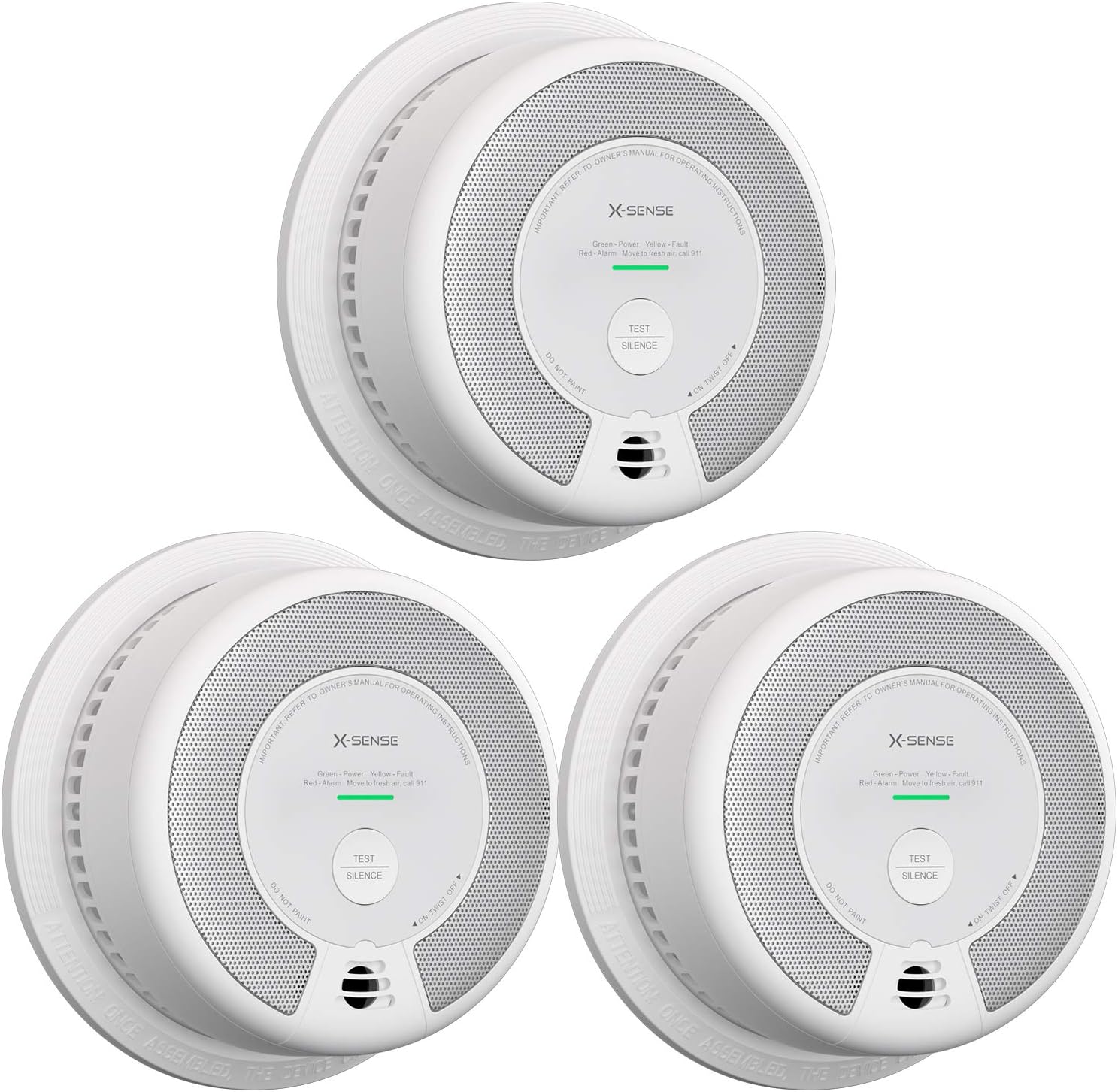 X-Sense 2-in-1 Smoke and Carbon Monoxide Detector Alarm (Not Hardwired), 10-Year Battery-Operated Dual Sensor Fire & CO Alarm, Compliant with UL 217 & UL 2034 Standards, SC06, Pack of 3