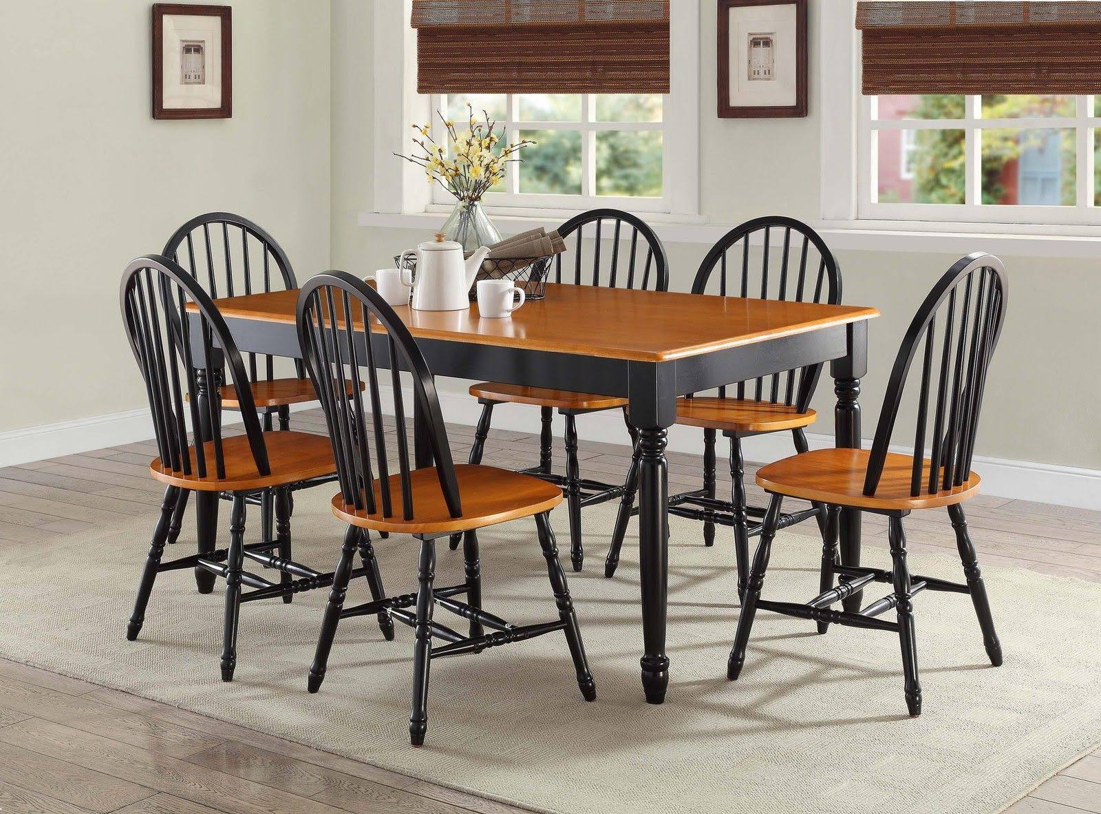 Better Homes and Gardens Autumn Lane Farmhouse Dining Table, Black Oak