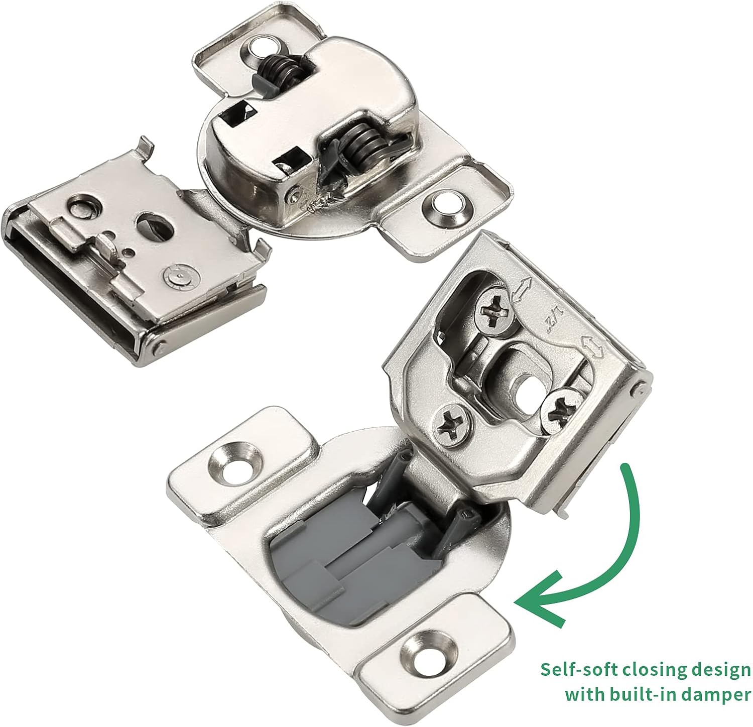 KNOKLOCK 10 Pack 1/2 Inch Overlay Soft Close Cabinet Hinges Nickel Plated Degree Kitchen Cabinet Hinges with Screws