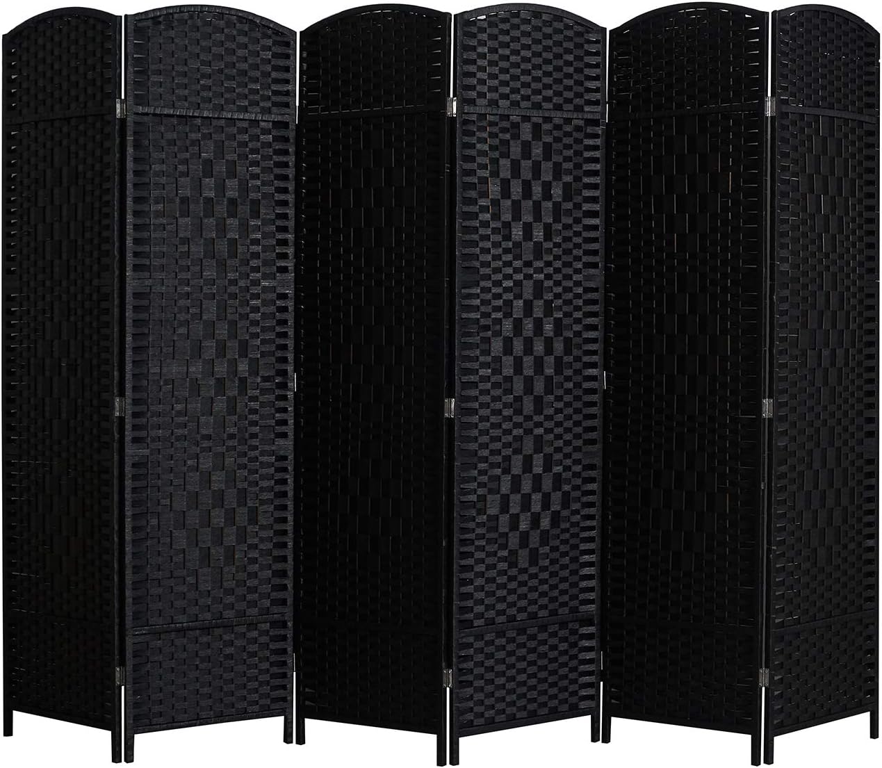 COCOSICA Folding Room Divider, 6 Panel Weave Fiber Privacy Screen with 6 ft Tall, Extra Wide Room Screen Divider Separator, Decorative Separation Wall Divider, Freestanding Room Partition