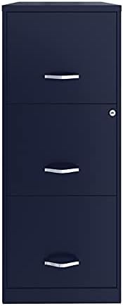 Space Solutions 3 Drawer Metal Vertical File Cabinet with Lock in Navy