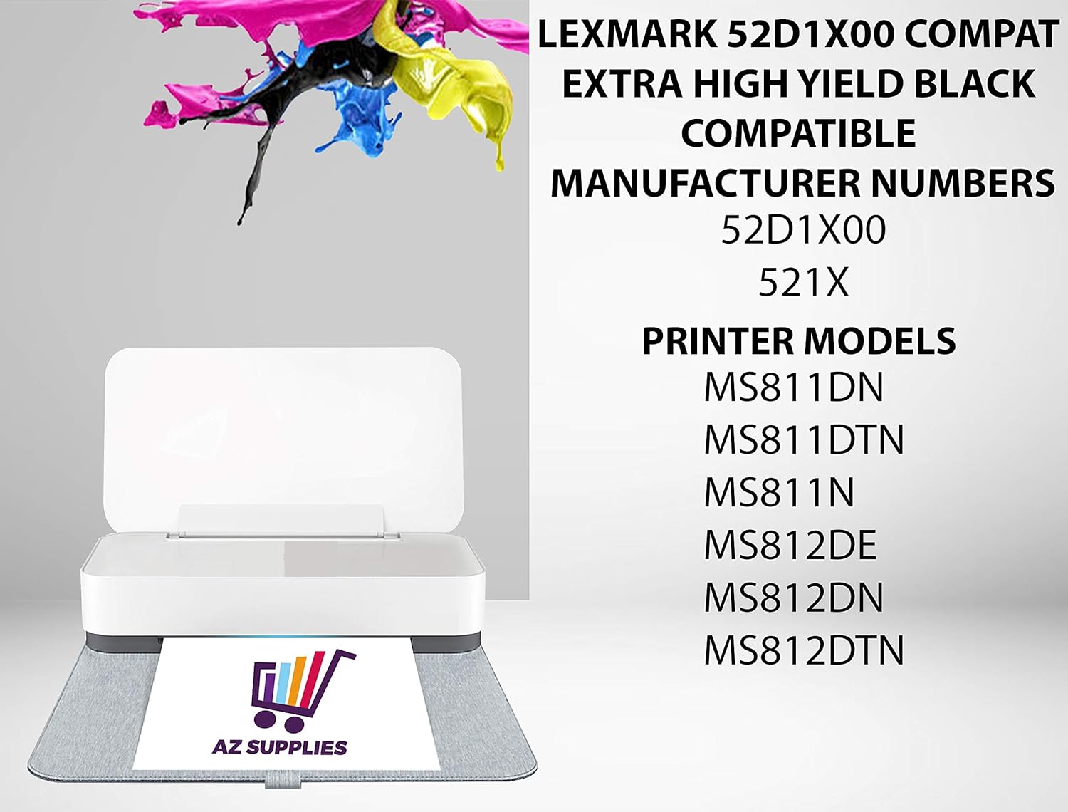 AZ Supplies Compatible Toner Cartridge Replacement for Lexmark 52D1X00 Compatible Extra HIGH Yield Black 52D1X00, 521X MS811DN, MS811DTN, MS811N, MS812DE, MS812DN, MS812DTN 5 Packs