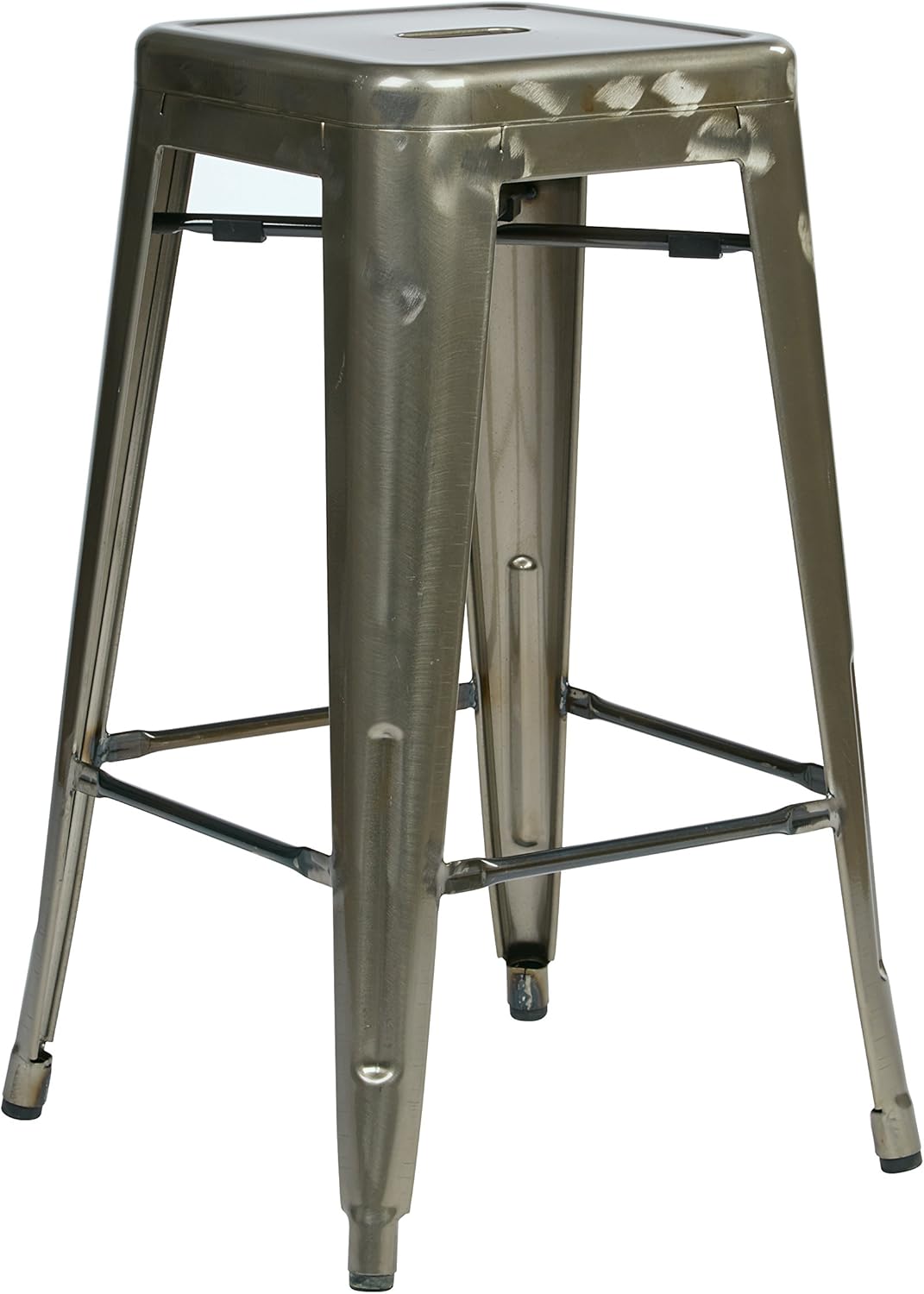 OSP Home Furnishings Bristow Antique Metal Barstool, 26-Inch, Industrial Steel, 4-pack