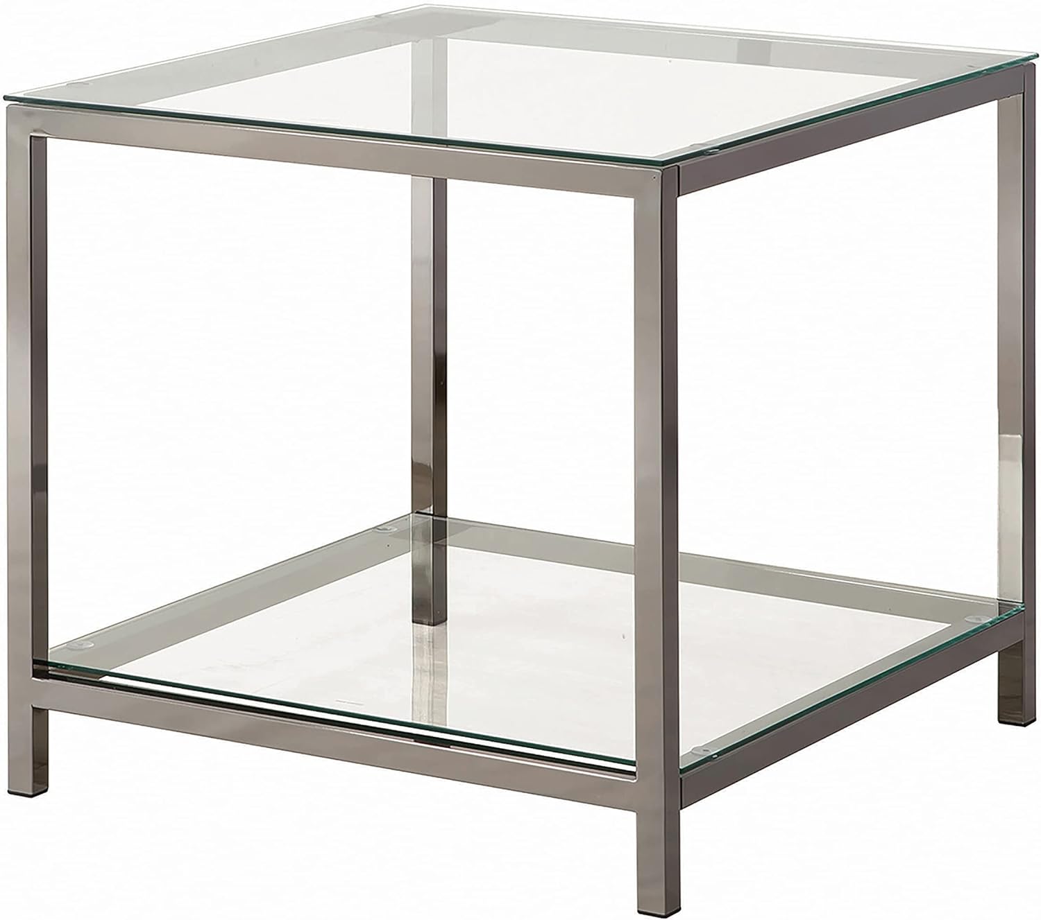 Coaster Home Furnishings End Table with Shelf Black Nickel and Clear