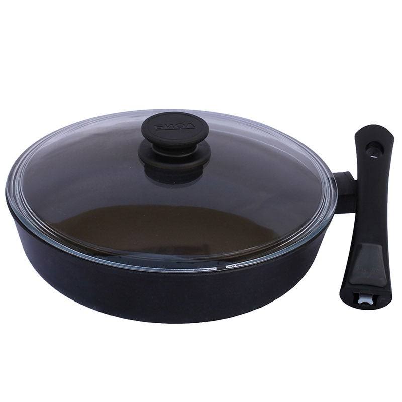 BIOL 10.2-inch Classic Non-Stick Pan w/ Glass Lid u0026 Removable Handle - Black