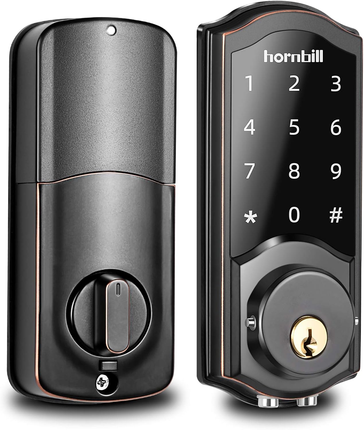 Keyless Entry Fingerprint Door Lock, Biometric Smart Deadbolt Lock, Security Handle Lock for Home, Apartment, Office and Bedroom, Black Pack of 2