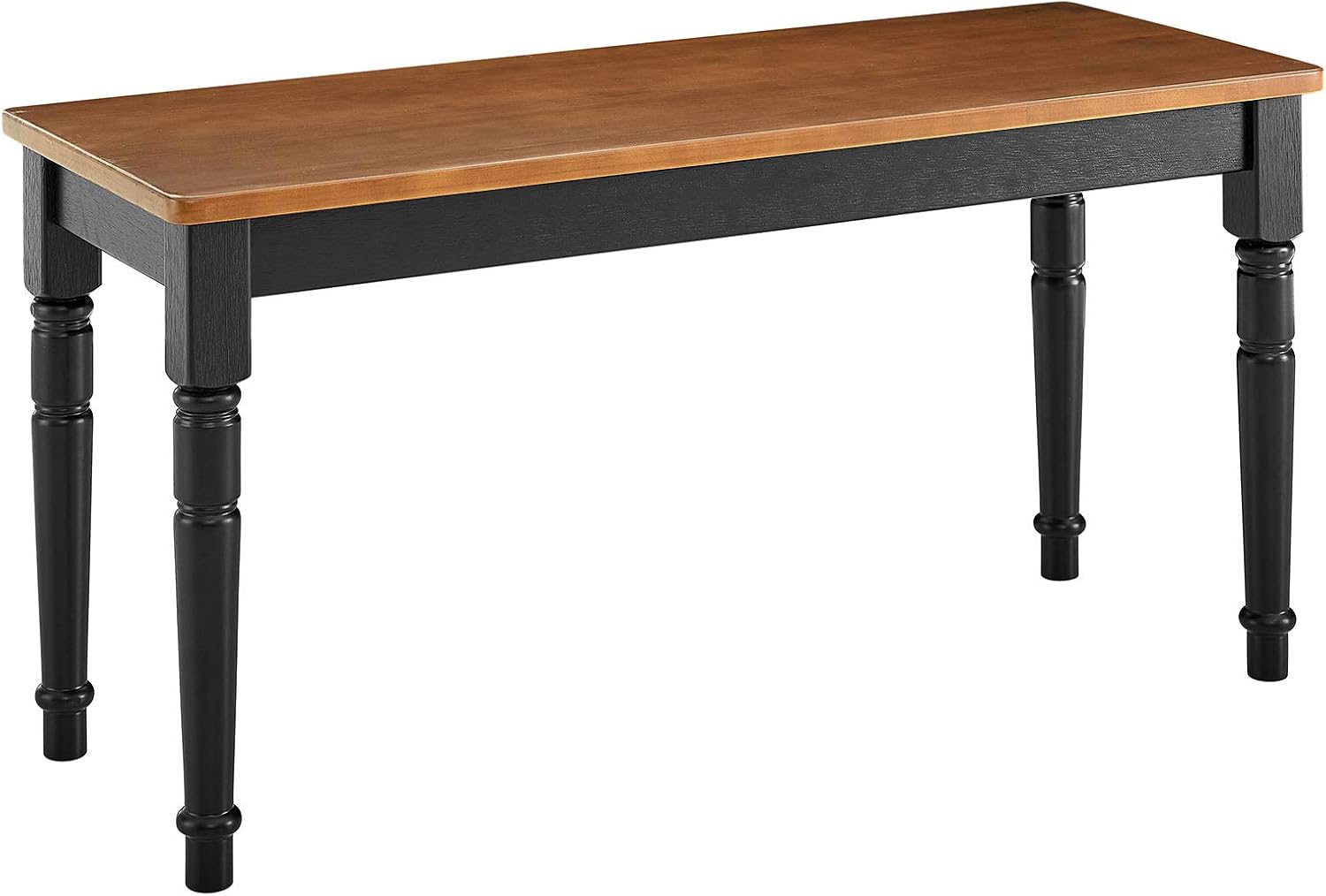 MUSEHOMEINC Two Tone Farmhouse Style Solid Wood Bench, Black/Brown