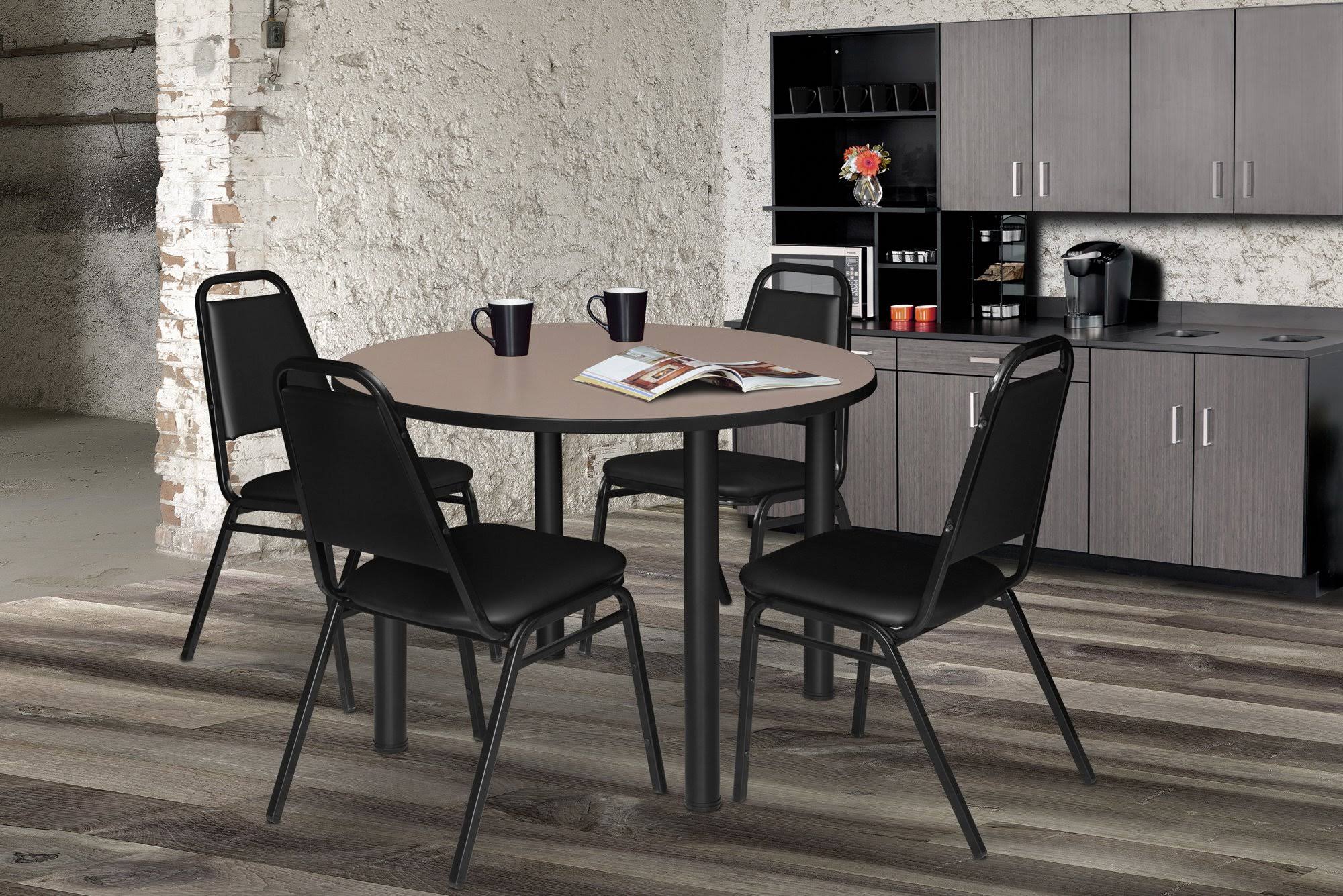 Regency Kee 42x22 Round Breakroom Table- Cherry/ Black