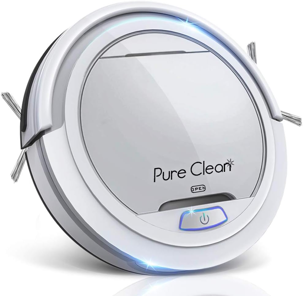 PUCRC25 Automatic Robot Vacuum Cleaner - Lithium Battery 90 Min Run Time - Robotic Auto Home Cleaning for Clean Carpet and Hardwood Floor Dry Mopping - Pet Hair Allergies Friendly - Pure Clean
