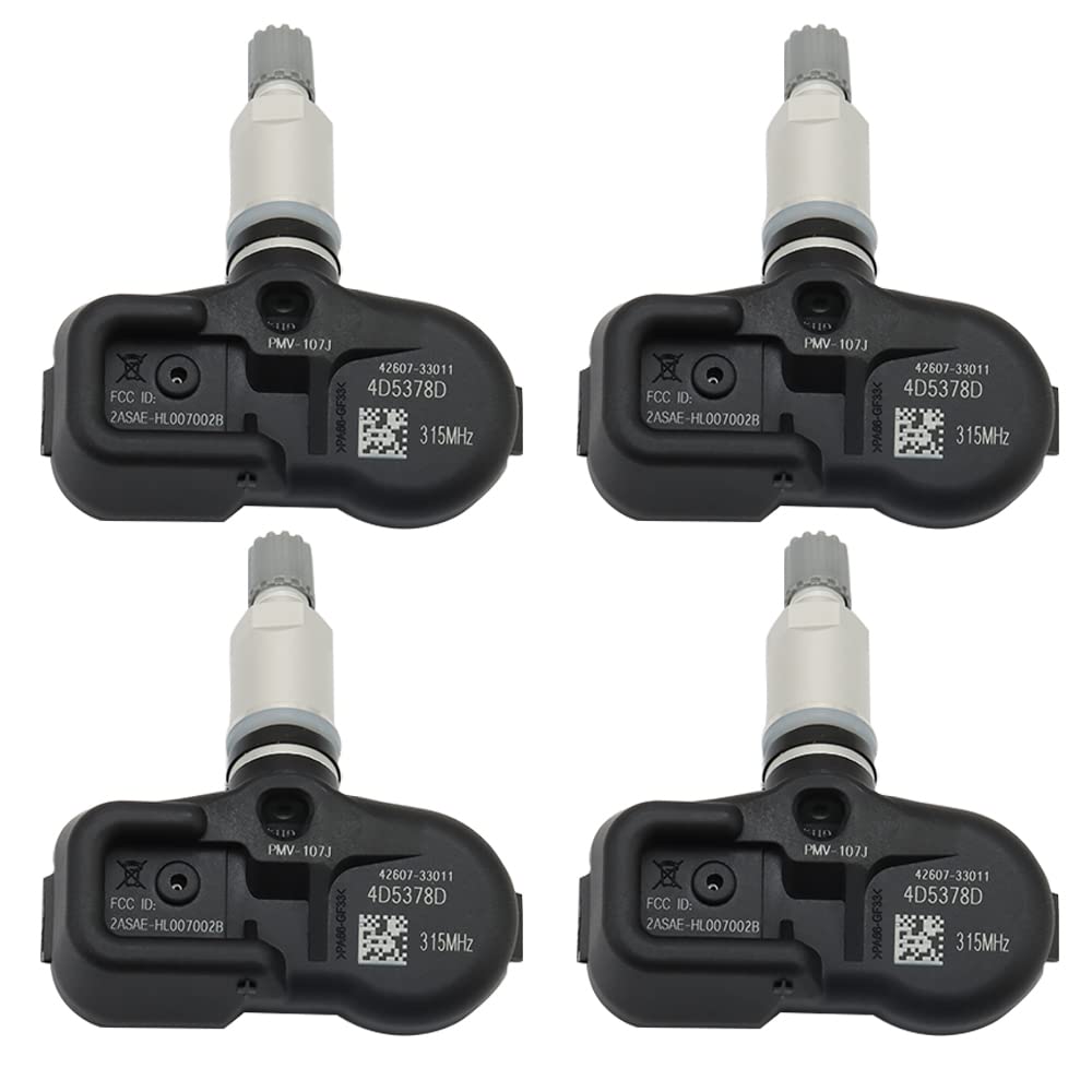 4PCS TPMS Sensor Compatible for Toyota Scion Pontiac Lexus, Tire Pressure Monitoring Sensor Replaces# 42607-33011, PMV-107J, 42607-33021, 42607-06011, 42607-0E011, 42607-33022