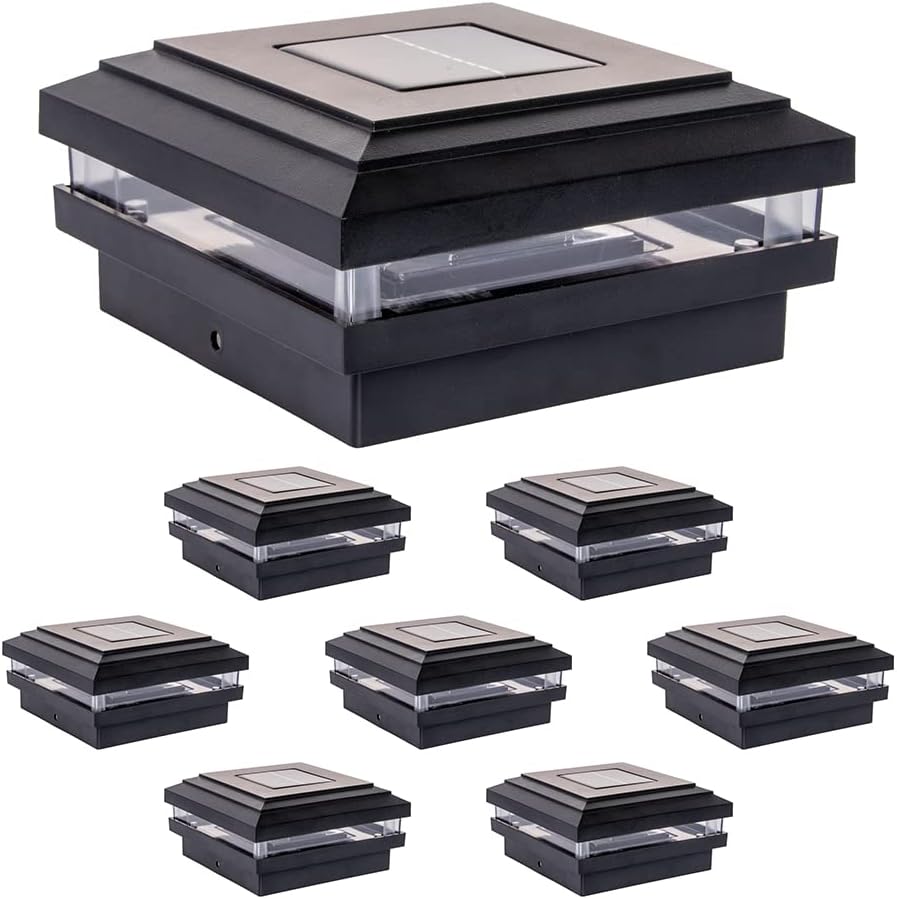 GreenLighting Dual Combo Solar Post Lights Outdoor - Deck Fence Post Lights Solar Powered 4x4 Post Caps - White Solar Post Cap Lights for 4x4 5x5 Wood Vinyl PVC Posts (White, 4 Pack)