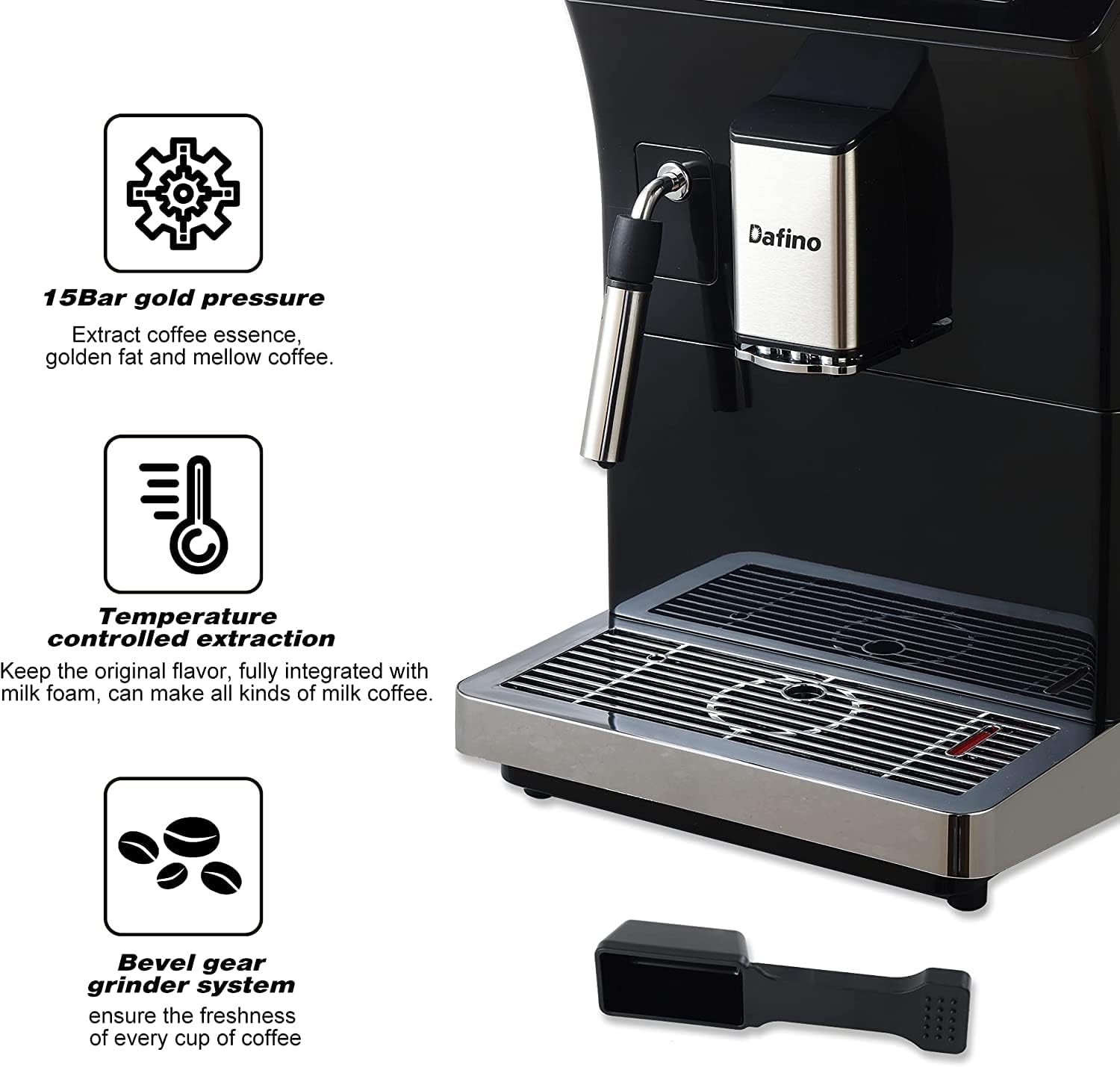 LOTTARE Dafino-205 Fully Automatic Espresso Machine w/ Milk Frother - Black