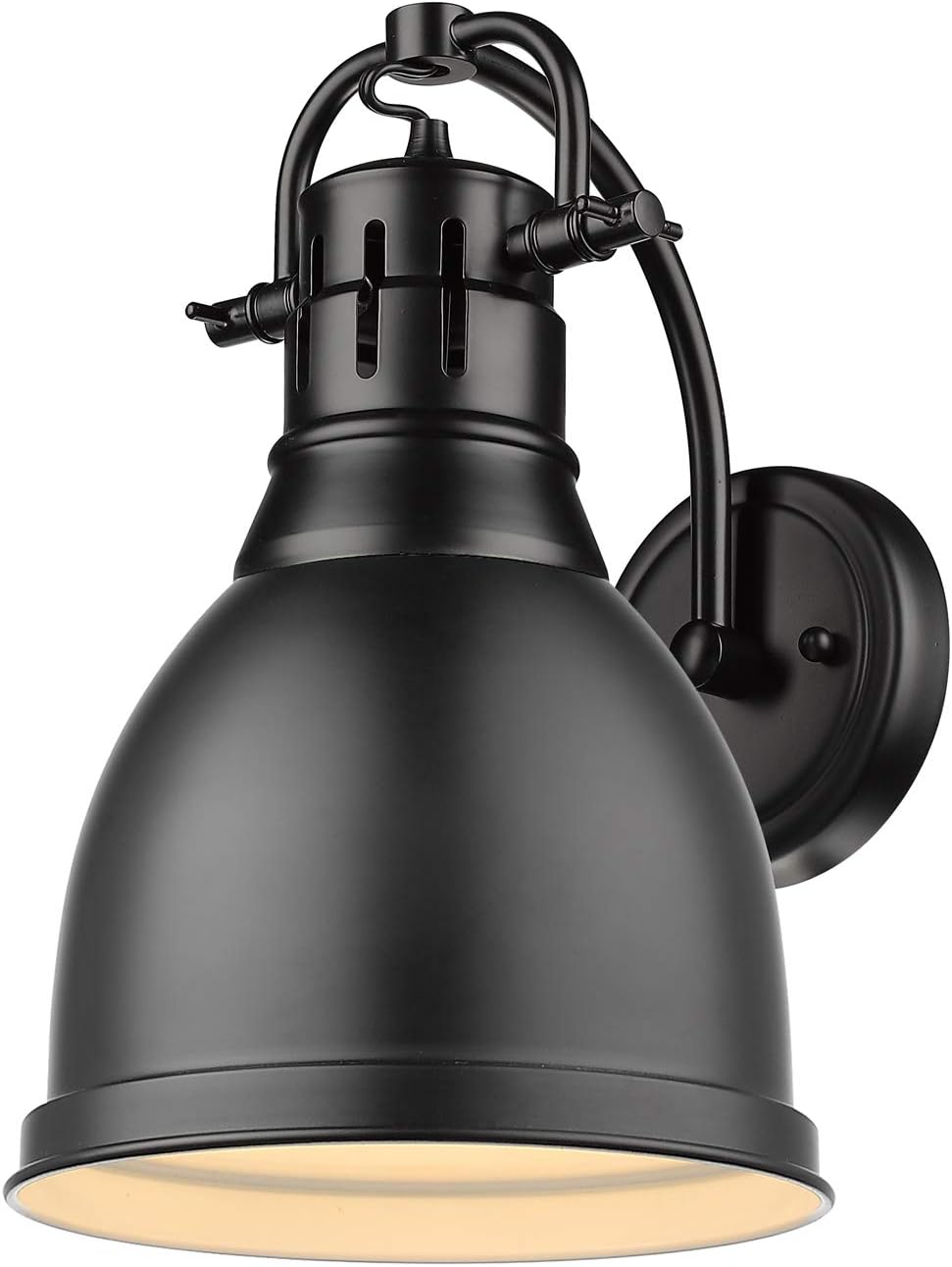 Golden Lighting 3602-1W BLK Duncan Sconce - Damp, Matte Black with Matte Black Shade Pack of 2