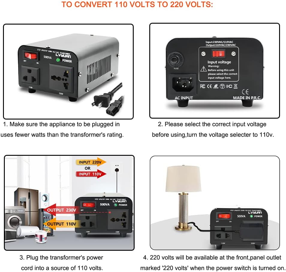 Yinleader 500W Voltage Transformer Power Converter(220V to 110V, 110V to 220V) Step Up/Down Converter 110/120 Volt - 220/240 Volt Pack of 2