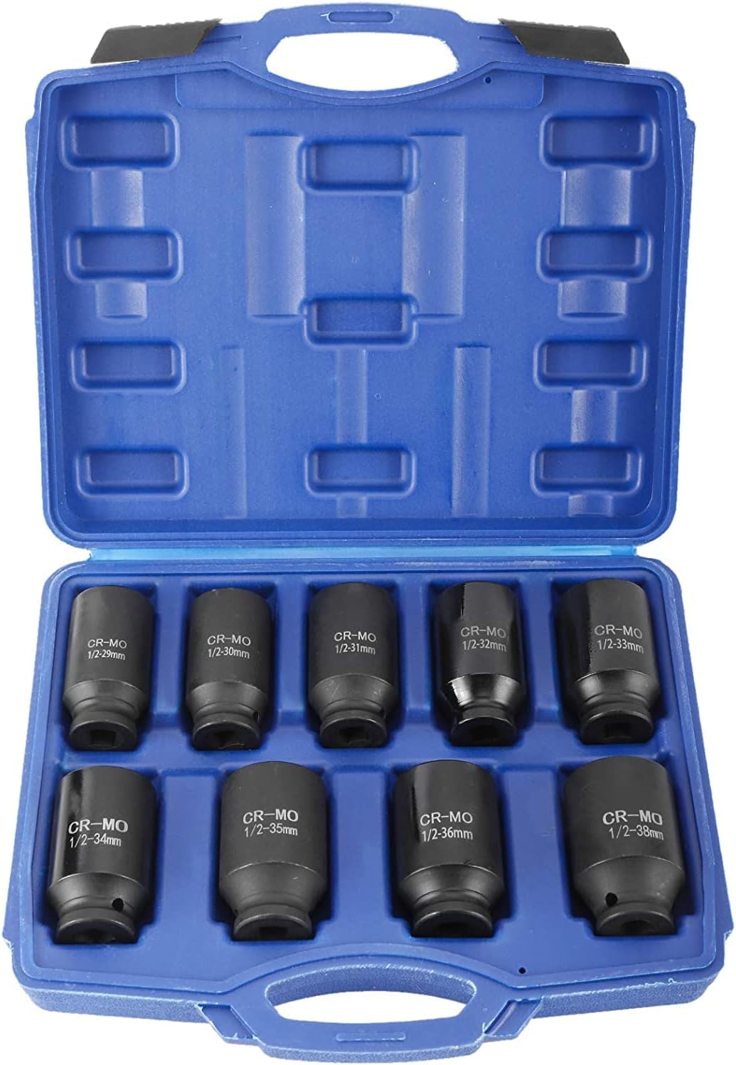 BTSHUB 9PCS 1/2-Inch Drive Deep Spindle Axle Nut Impact Socket Set, 1/2
