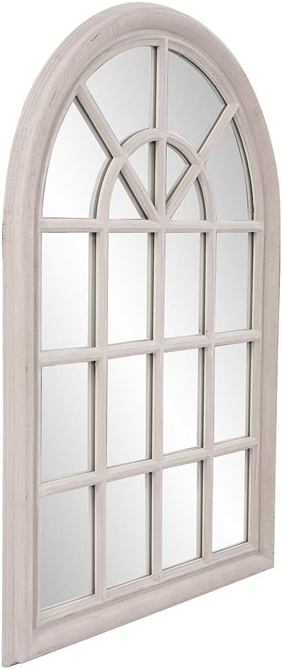 Howard Elliott Fenetre Windowpane Style Accent Wall Mirror, 29 x 41-Inch, Distressed Taupe Lacquer