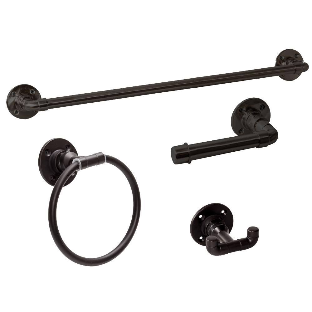 Design House 188581 Kimabll 4-Piece Bathroom Accessory Kit, Satin Black