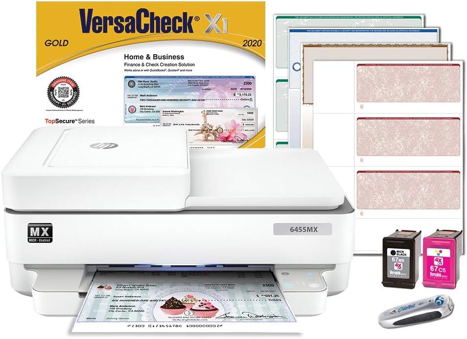 VersaCheck 6455 MX MICR Check Printer and VersaCheck Gold Bundle, White