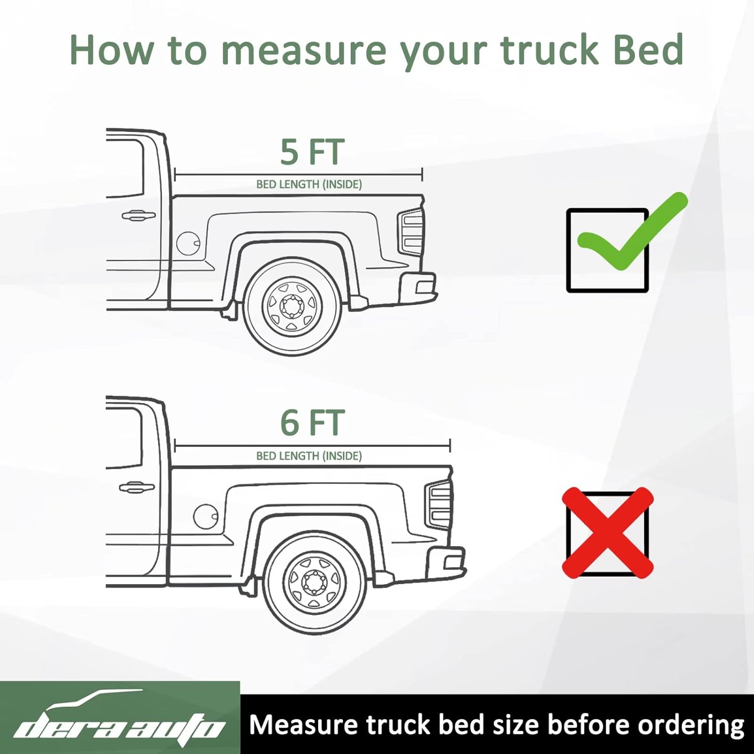 Dera Auto Hard Tri-Fold Truck Bed Cover Fits 2016-2022 Tacoma, Fleetside 5ft/60.5in Bed Tonneau Cover for Models with or Without The Deck Rail System