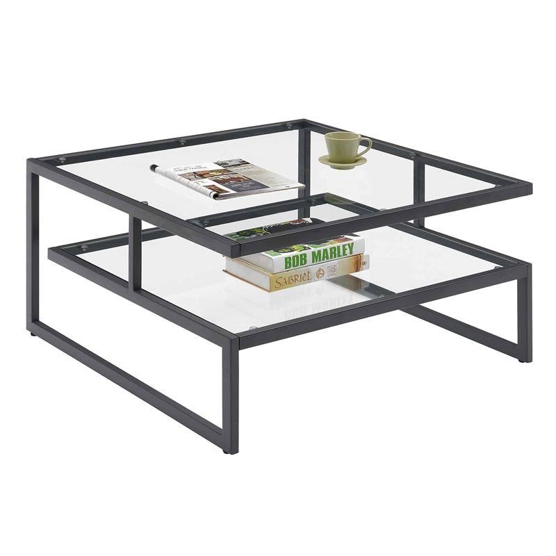 Pemberly Row Stripes Coffee Table in Black Metal Finish