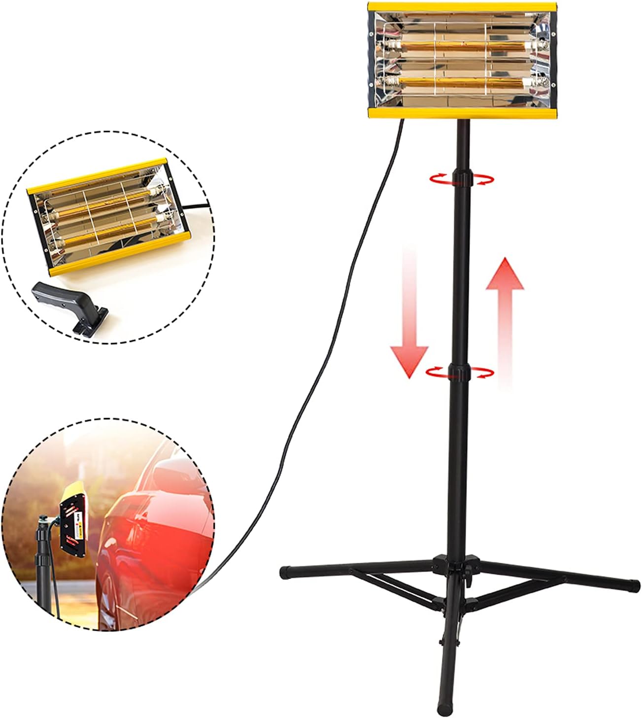 DATOU BOSS Infrared Paint Curing Lamp 2000W Shortwave Infrared Heat Lamp for Car Body Repair Paint Curing Systems,IR Lamp for Body Repair Paint Tools,with Adjustable Bracket,Heat Lamps for Paint Booth