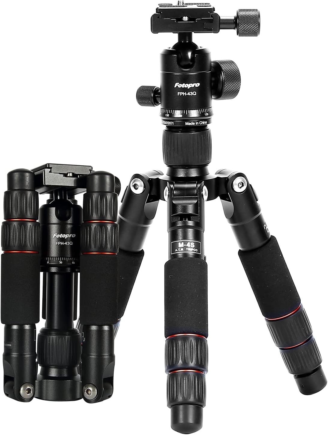 Fotopro M-4S 17.52” Portable Desktop Mini Tripod for Camera, Compact Aluminum Mini Tripod with 360 Degree Ball Head, 1/4” Quick Release Plate, for DSLR Camera, Video Camcorder, Load up to 8kg/17.64lb Pack of 2