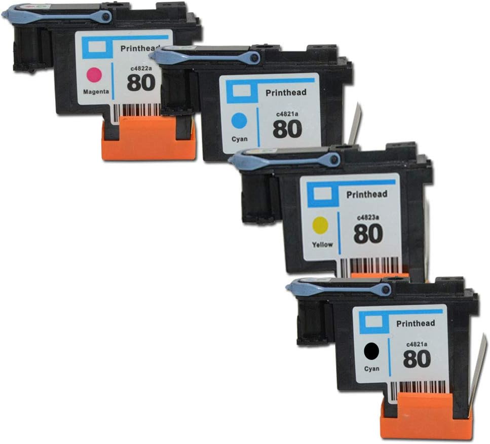 JIUPIN Compatible Hight Quality HP 80 printhead with New Updated Chips fit for HP1000 1050 1055C 1055cm Printer by Getu Office, 4-Pack (BK+C+M+Y)… Pack of 2