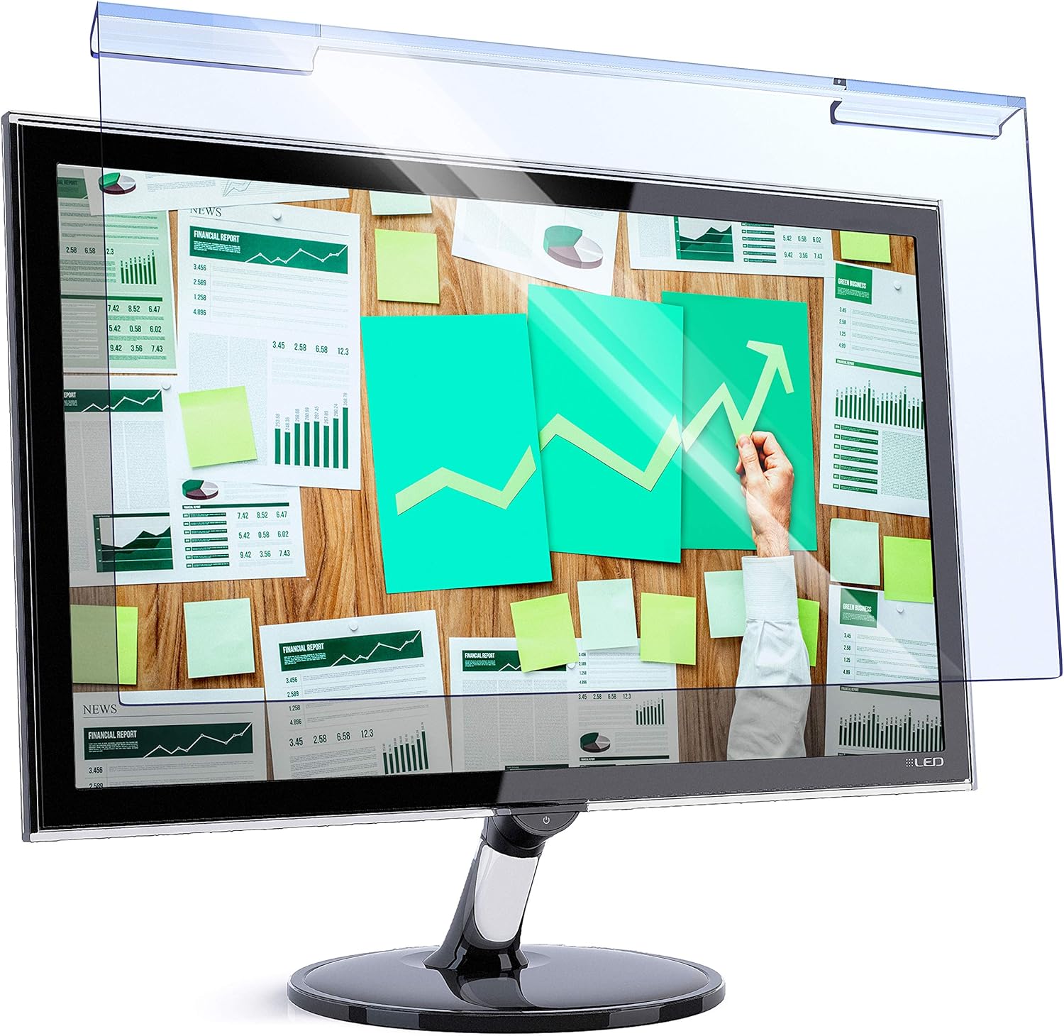 Universal Blue Light Blocking Screen Protector Panel for 23, 23.6, 23.8, 24 inch Diagonal LED PC Monitor Anti-UV Eye Protection Filter Film - Widescreen Monitor Frame Hanging Type (W 21.2