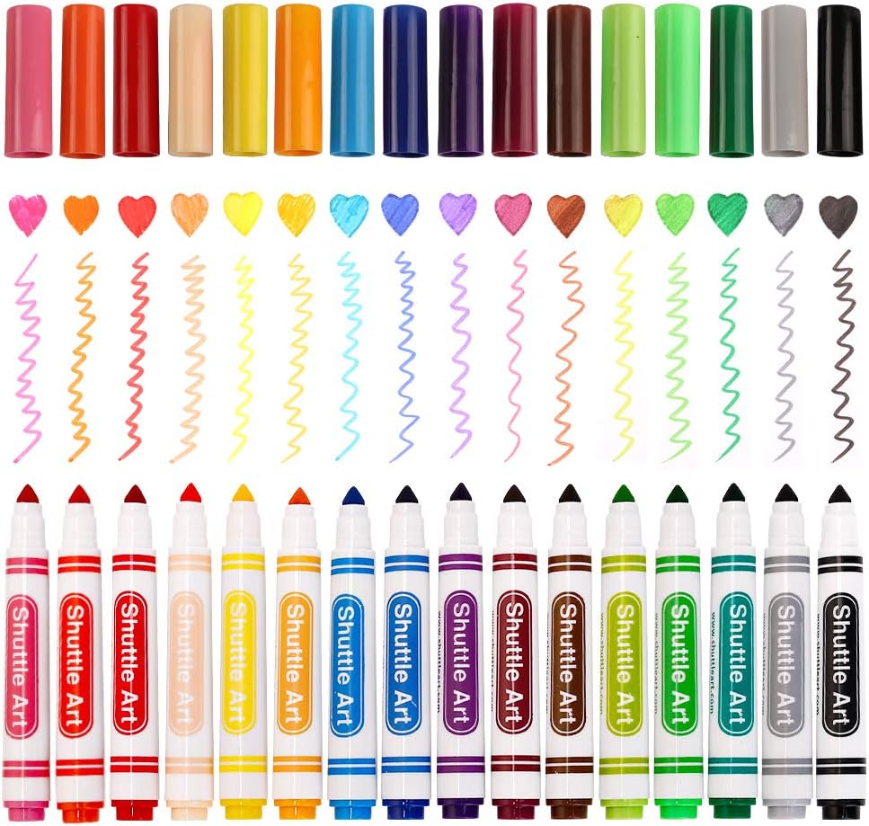 Shuttle Art 304 Pack Washable Markers Bulk, 16 Assorted Colors Broad Line Classroom Pack Markers, Classroom School Supplies for Teachers Kids Pack of 2