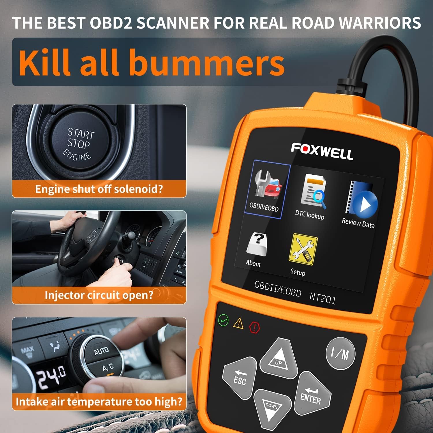 FOXWELL NT201 OBD2 Scanner Check Engine Light Car Code Reader OBD II Diagnostic Scan Tool Pack of 2