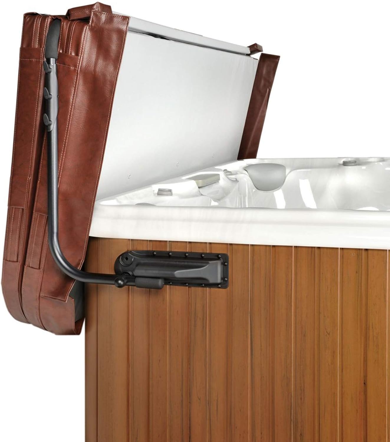 REGMICS Spa Cover Lifts - Pivot Top Mount Spa & Hot Tub Cover Lift Removal System Reinforced Brackets with 3 Hook Towel Rack Fits Most Spas & Hot Tubs