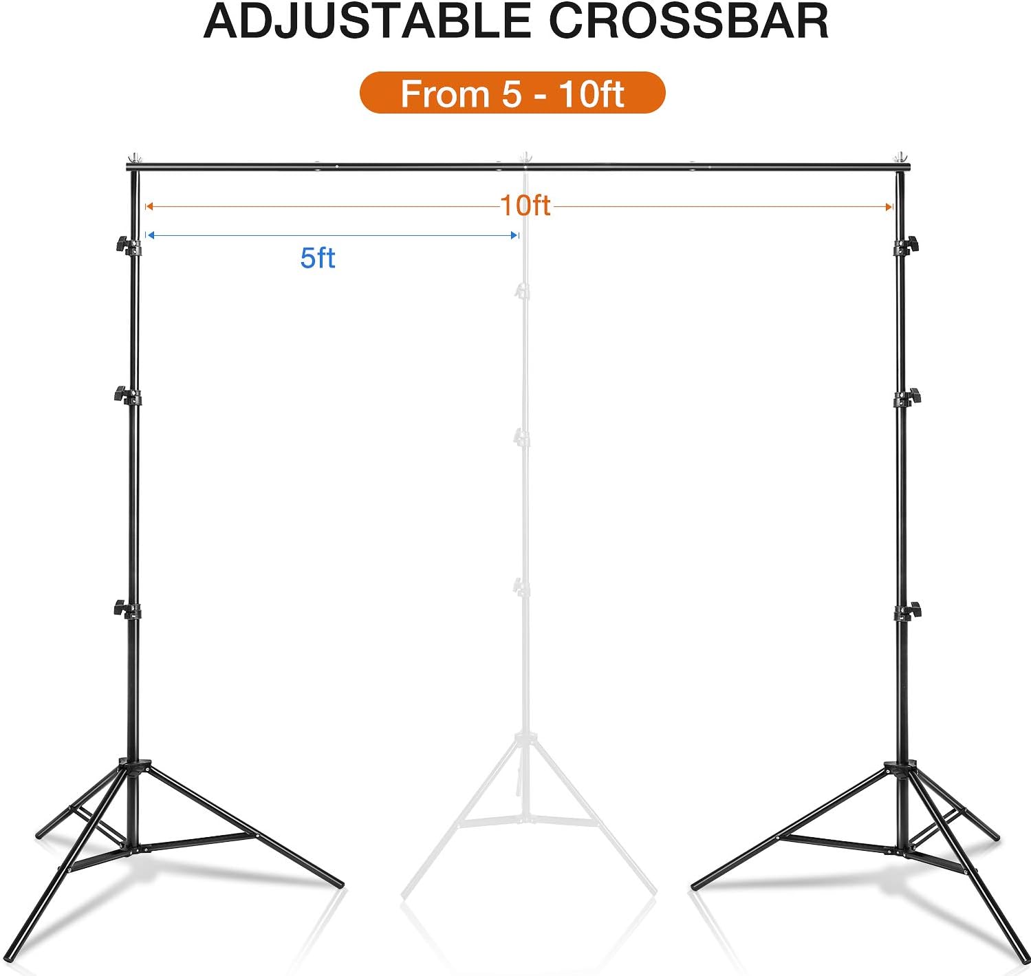 Yesker 10 X 10 ft Photo Video Studio Background Support Stand, Adjustable Heavy Duty Photography Backdrop Support System Kit for Photoshoot Party Video Creator Pack of 2