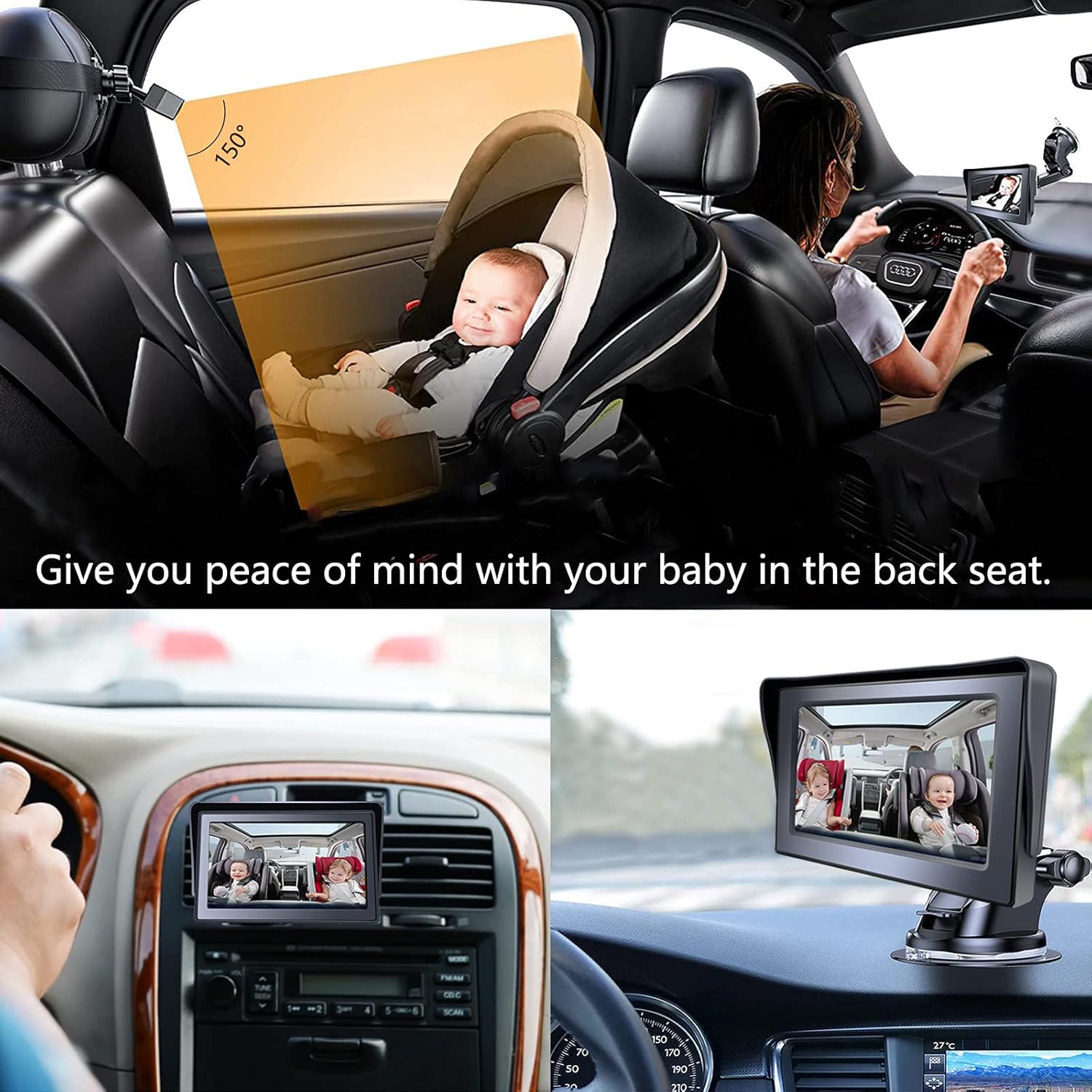 1080P Baby Car Mirror, Infant Car Seat Mirror Rear Facing with 4.3