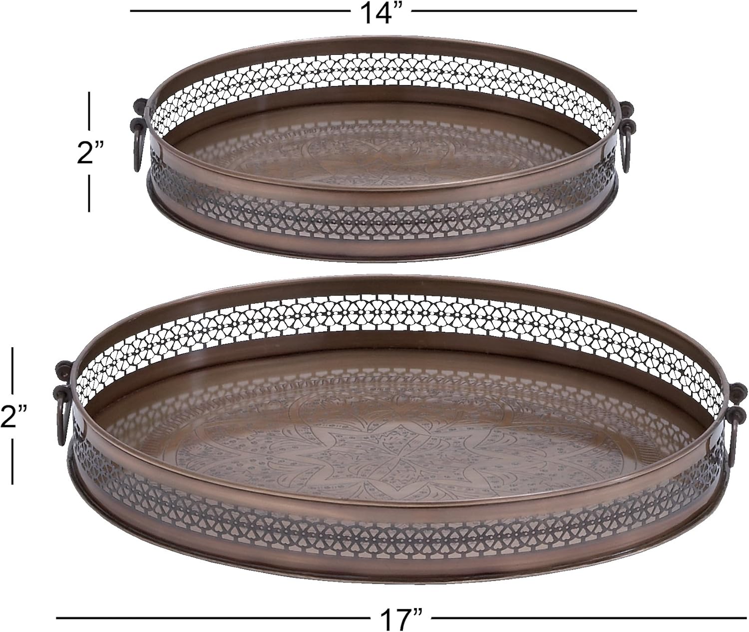 Deco 79 Metal Tray, 17 by 14-Inch Pack of 2